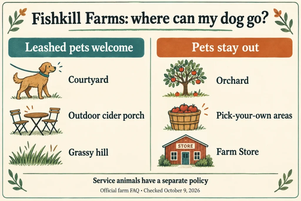 Before you go: your dog can visit Fishkill Farms, but cannot join the apple picking